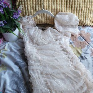 White ruffle mini dress